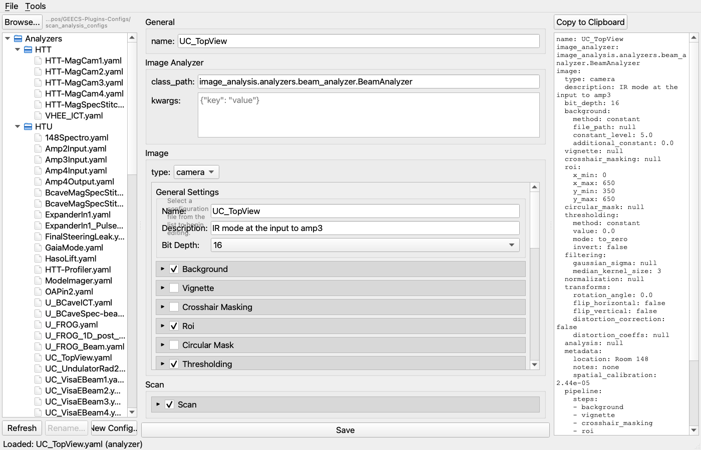 ConfigFileGUI with the YAML preview pane showing the serialised form
alongside the form editor